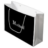 Minimalistischer moderner Monogrammname Schwarz-we Große Geschenktüte (Vorderseite Schrägansicht)