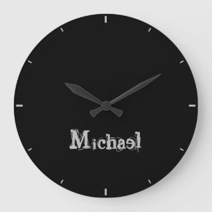 Minimalistischer moderner Monogrammname Schwarz-we Große Wanduhr