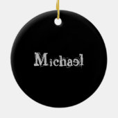 Minimalistischer moderner Monogrammname Schwarz-we Keramik Ornament (Hinten)