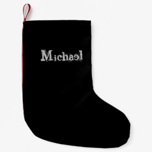Minimalistischer moderner Monogrammname Schwarz-we Kleiner Weihnachtsstrumpf