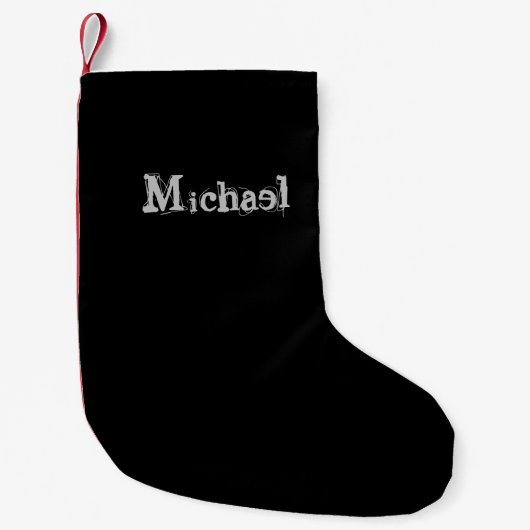 Minimalistischer moderner Monogrammname Schwarz-we Kleiner Weihnachtsstrumpf (Vorderseite)