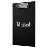 Minimalistischer moderner Monogrammname Schwarz-we Klemmbrett (Links)