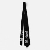 Minimalistischer moderner Monogrammname Schwarz-we Krawatte (Rückseite)