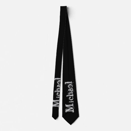 Minimalistischer moderner Monogrammname Schwarz-we Krawatte (Rückseite)