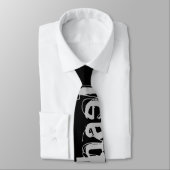 Minimalistischer moderner Monogrammname Schwarz-we Krawatte (Gebunden)