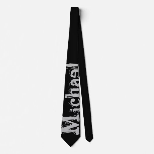 Minimalistischer moderner Monogrammname Schwarz-we Krawatte (Vorderseite)