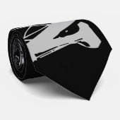 Minimalistischer moderner Monogrammname Schwarz-we Krawatte (Gerollt)