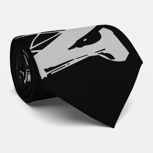 Minimalistischer moderner Monogrammname Schwarz-we Krawatte (Gerollt)