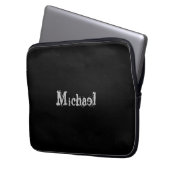 Minimalistischer moderner Monogrammname Schwarz-we Laptopschutzhülle (Vorderseite Links)