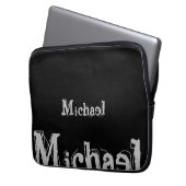 Minimalistischer moderner Monogrammname Schwarz-we Laptopschutzhülle (Vorderseite Links)