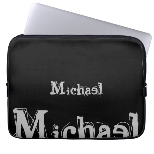 Minimalistischer moderner Monogrammname Schwarz-we Laptopschutzhülle (Vorderseite)