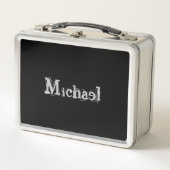 Minimalistischer moderner Monogrammname Schwarz-we Metall Brotdose (Vorderseite)