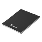 Minimalistischer moderner Monogrammname Schwarz-we Notizblock (Rotiert)