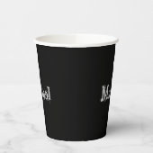 Minimalistischer moderner Monogrammname Schwarz-we Pappbecher (Links)