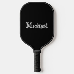 Minimalistischer moderner Monogrammname Schwarz-we Pickleball Schläger