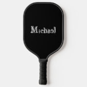 Minimalistischer moderner Monogrammname Schwarz-we Pickleball Schläger (Rückseite)