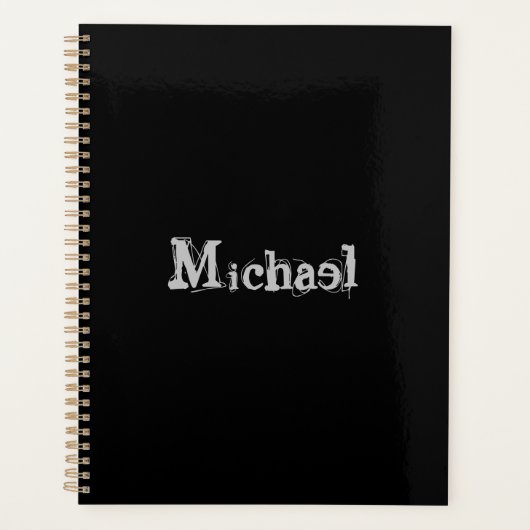 Minimalistischer moderner Monogrammname Schwarz-we Planer (Vorderseite)
