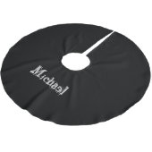 Minimalistischer moderner Monogrammname Schwarz-we Polyester Weihnachtsbaumdecke (Schrägansicht)