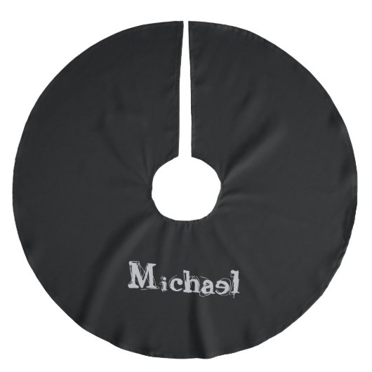 Minimalistischer moderner Monogrammname Schwarz-we Polyester Weihnachtsbaumdecke (Vorderseite)