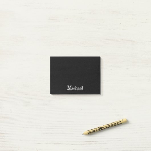 Minimalistischer moderner Monogrammname Schwarz-we Post-it Klebezettel (Auf Schreibtisch)