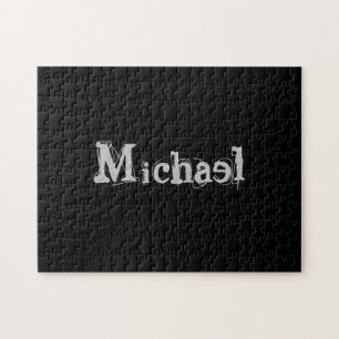 Minimalistischer moderner Monogrammname Schwarz-we Puzzle