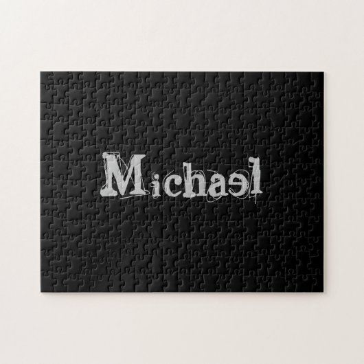 Minimalistischer moderner Monogrammname Schwarz-we Puzzle (Horizontal)