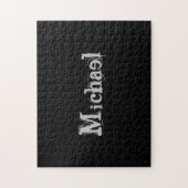 Minimalistischer moderner Monogrammname Schwarz-we Puzzle (Vertikal)