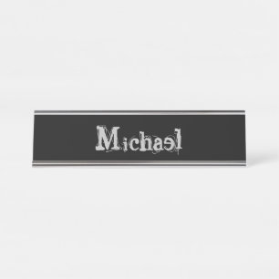 Minimalistischer moderner Monogrammname Schwarz-we Schreibtischnamensplakette