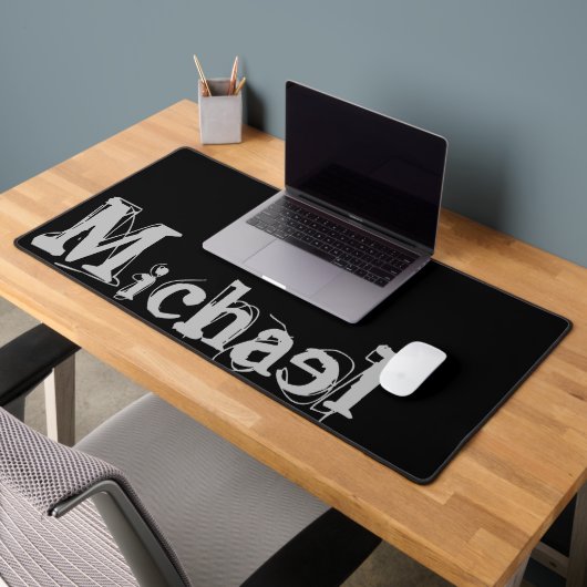 Minimalistischer moderner Monogrammname Schwarz-we Schreibtischunterlage (Büro 2)