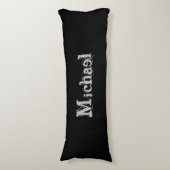 Minimalistischer moderner Monogrammname Schwarz-we Seitenschläferkissen (Vorderseite Vertikal)