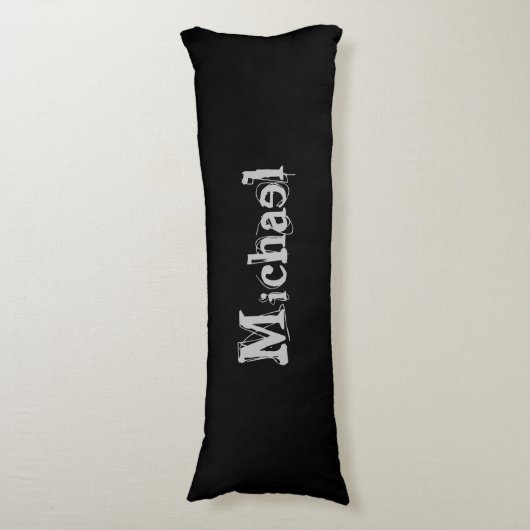 Minimalistischer moderner Monogrammname Schwarz-we Seitenschläferkissen (Vorderseite Vertikal)