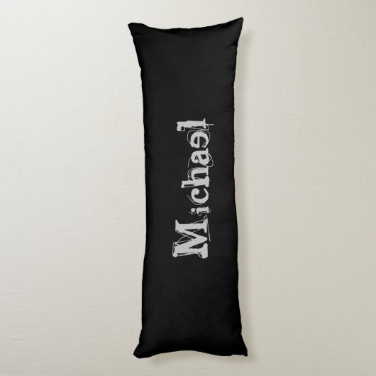 Minimalistischer moderner Monogrammname Schwarz-we Seitenschläferkissen (Rückseite (Vertikal))