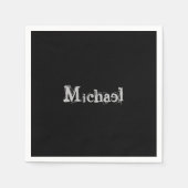 Minimalistischer moderner Monogrammname Schwarz-we Serviette (Vorderseite)