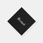 Minimalistischer moderner Monogrammname Schwarz-we Serviette (Ecke)