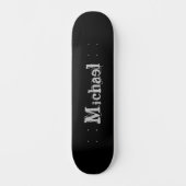 Minimalistischer moderner Monogrammname Schwarz-we Skateboard (Vorderseite)