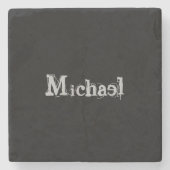 Minimalistischer moderner Monogrammname Schwarz-we Steinuntersetzer (Vorderseite)