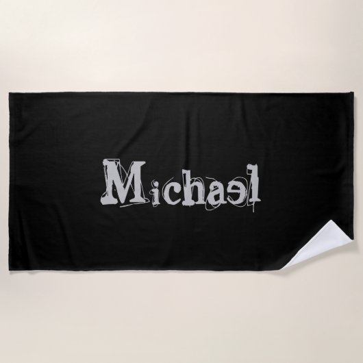 Minimalistischer moderner Monogrammname Schwarz-we Strandtuch (Vorderseite)