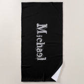 Minimalistischer moderner Monogrammname Schwarz-we Strandtuch (Vorderseite)