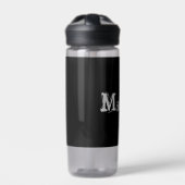 Minimalistischer moderner Monogrammname Schwarz-we Trinkflasche (Vorderseite)