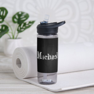 Minimalistischer moderner Monogrammname Schwarz-we Trinkflasche