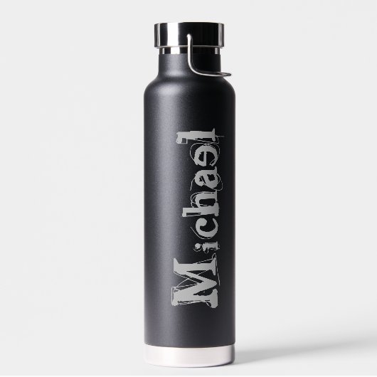 Minimalistischer moderner Monogrammname Schwarz-we Trinkflasche (Links)