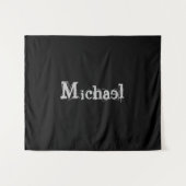 Minimalistischer moderner Monogrammname Schwarz-we Wandteppich (Vorderseite (Horizontal))