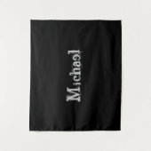 Minimalistischer moderner Monogrammname Schwarz-we Wandteppich (Vorderseite)