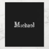 Minimalistischer moderner Monogrammname Schwarz-we Weinetikett (Einzelnes Label)
