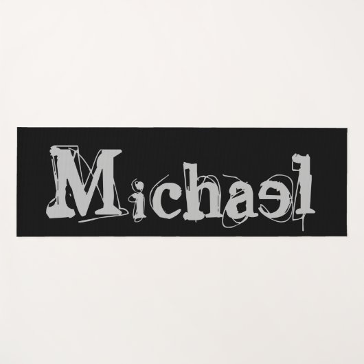 Minimalistischer moderner Monogrammname Schwarz-we Yogamatte (Vorderseite (Horizontal))