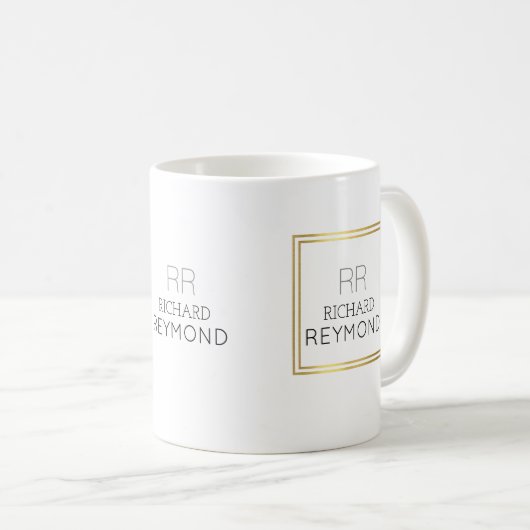 Minimalistischer moderner Name & Initialen auf ele Kaffeetasse (VorderseiteRechts)