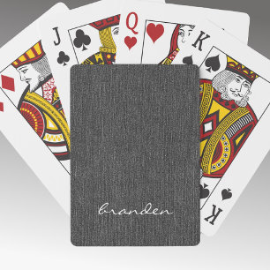 Minimalistischer moderner Name Schwarz Denim Druck Spielkarten