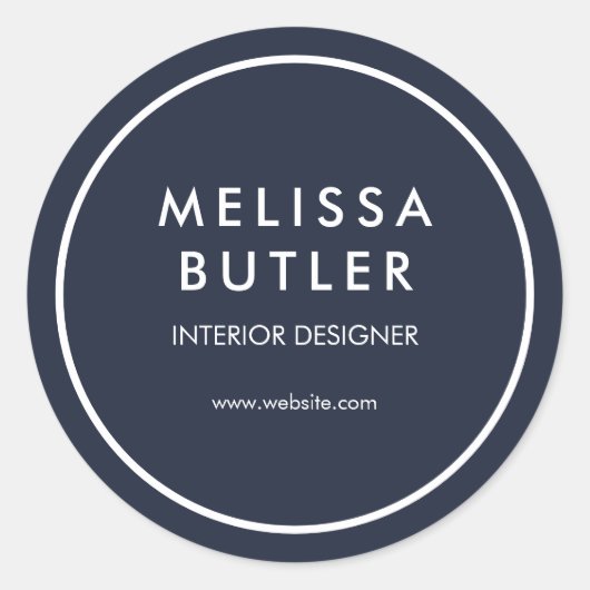 Minimalistischer, moderner Navy Blue Classic Round Runder Aufkleber (Vorderseite)