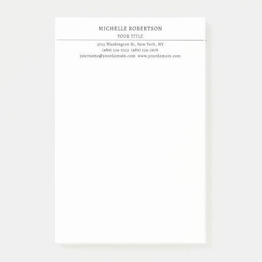 Minimalistischer moderner professioneller kreative post-it klebezettel (Vorderseite)
