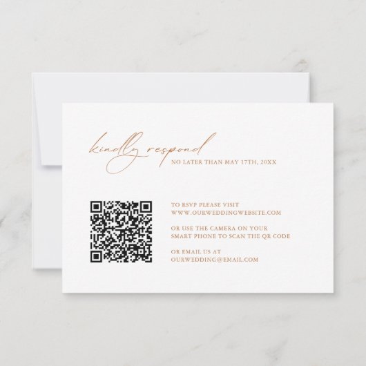 Minimalistischer moderner QR-Code Hochzeit RSVP (Rückseite)